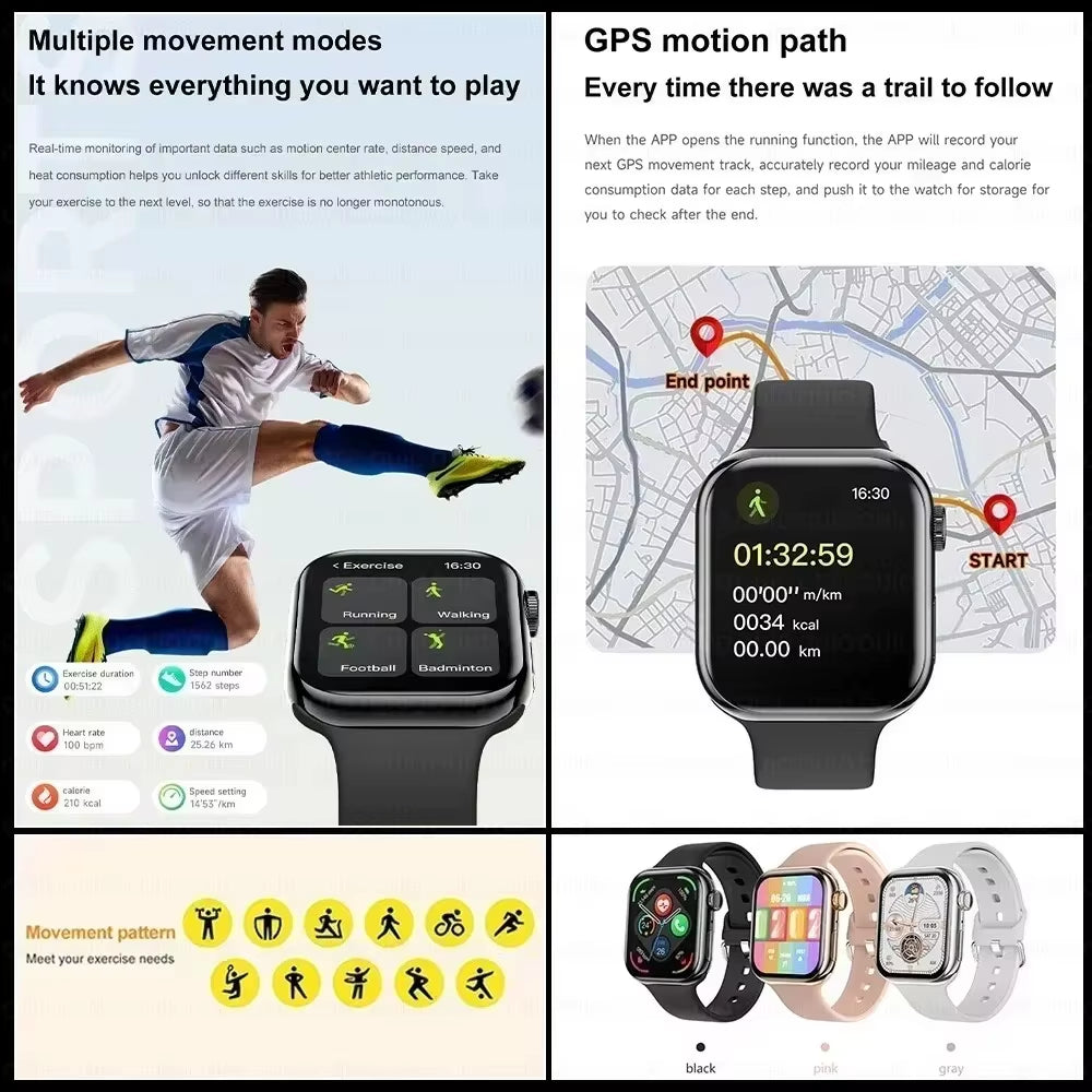 New 2025 Original for Apple Watch 10 Smart Watch Men Body Temperature Bluetooth Call NFC GPS Sports Women Smartwatch for Apple