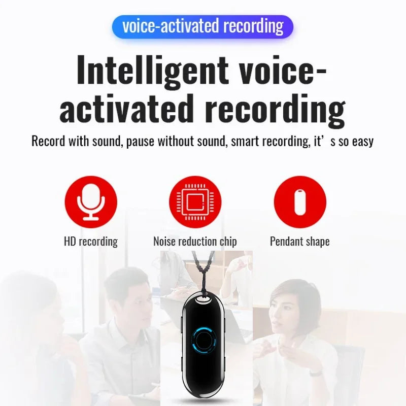Mini Pendant Activated Voice Recorder Espia 20Hrs4G-32G Noise Reduce Digtal Sound Recorder USB Small Audio Dictaphone Mp3 Player